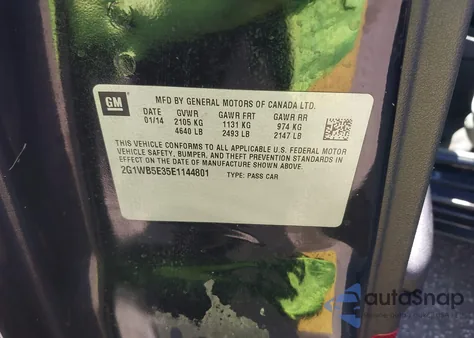 2014 Chevrolet Impala Limited Lt z USA, uszkodzony, nr VIN 2G1WB5E35E1144801